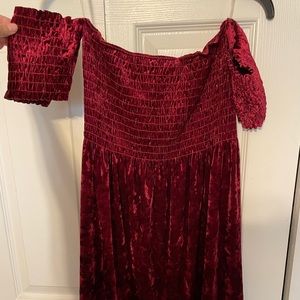 Cute velvety maroon dress with cuff sleeves